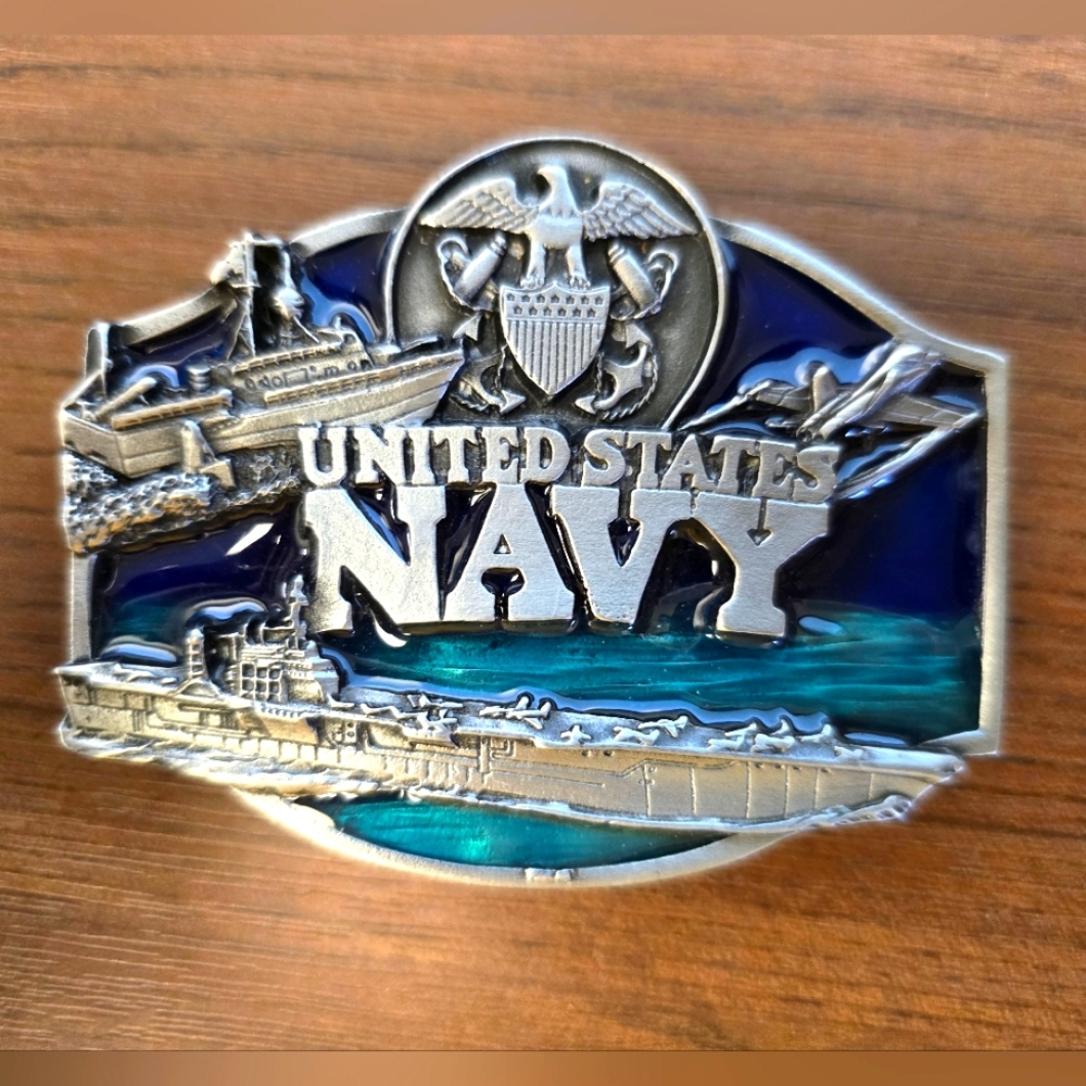 United States Navy Aircraft Carrier Vintage Siskiyou Metal Belt Buckle